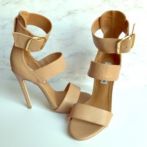 🆕Steve Madden NWOT leather nude ankle strap heels